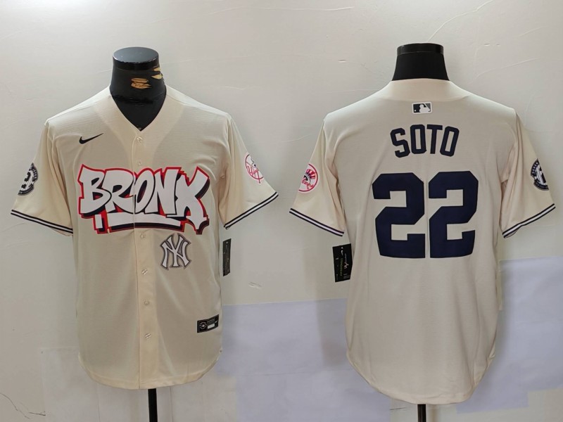 Men New York Yankees 22 Soto Cream joint name 2024 Nike MLB Jersey style 4
